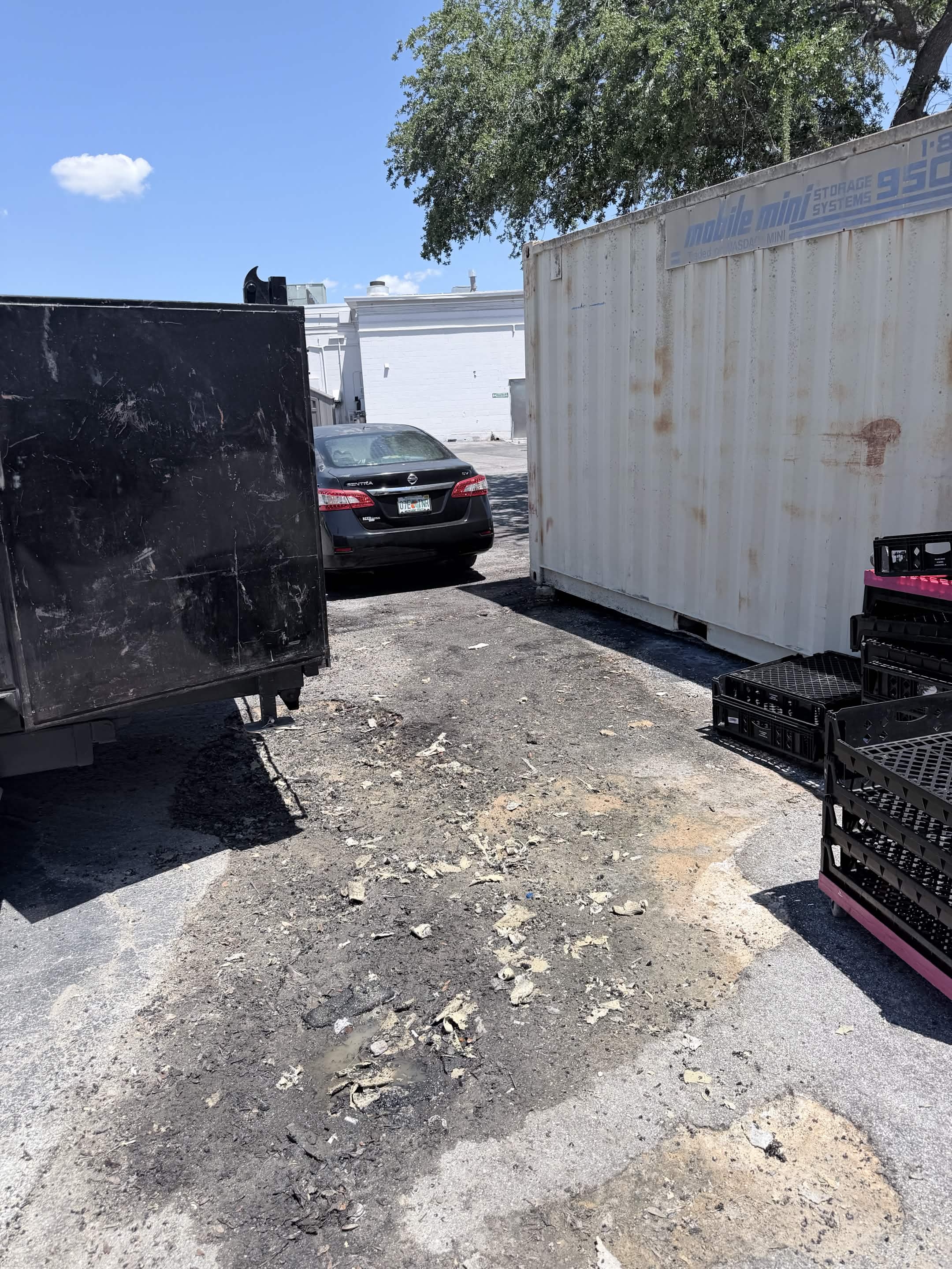 Cleared parking lot after Aventis Junk Removal commercial debris and carpet cleanup