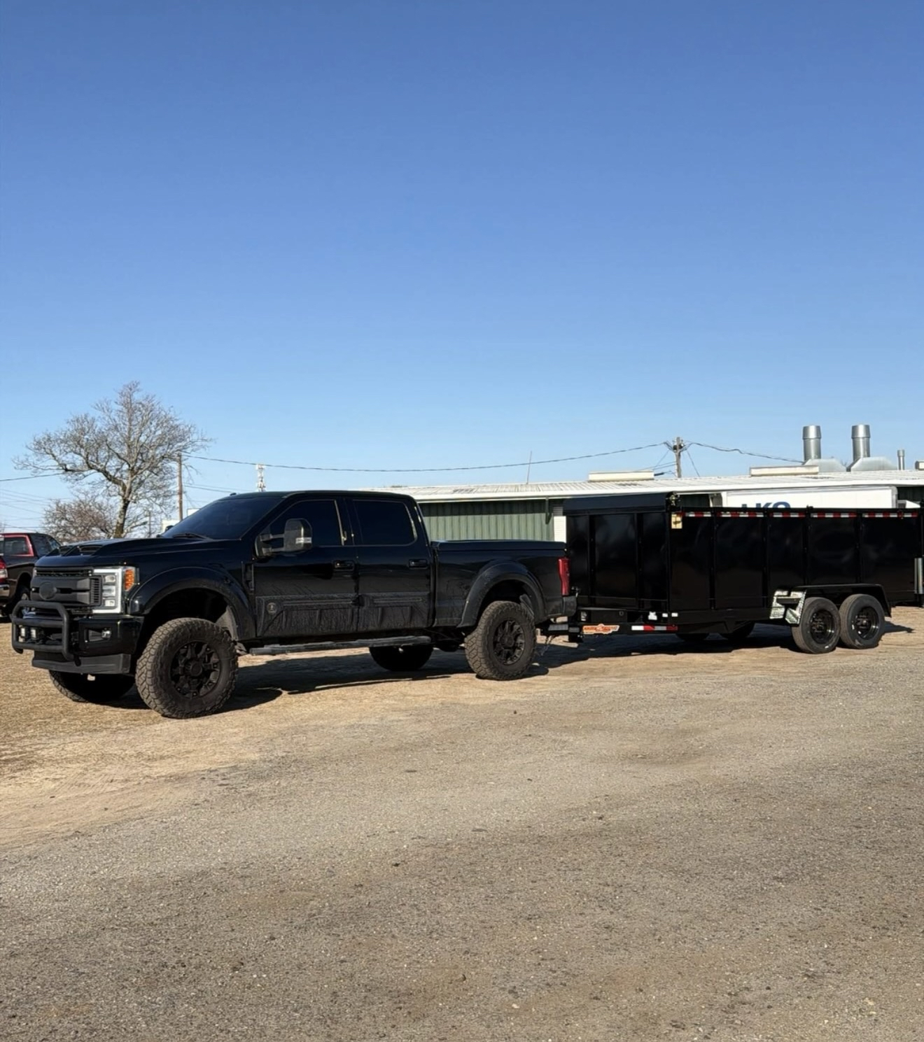 Truck and trailer at the dump site